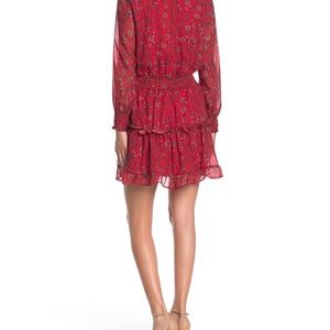 Floral print Ruffled trim smocked dress